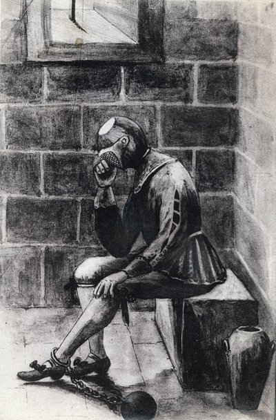 O homem com a máscara de ferro prisioneiro de estado internado na prisão da Santa Isle Margarita. de Unknown artist