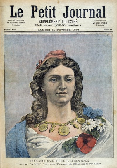 O novo busto oficial da República (Marianne) - no "Le Petite Journal" de 21/02/1891 de Unknown artist