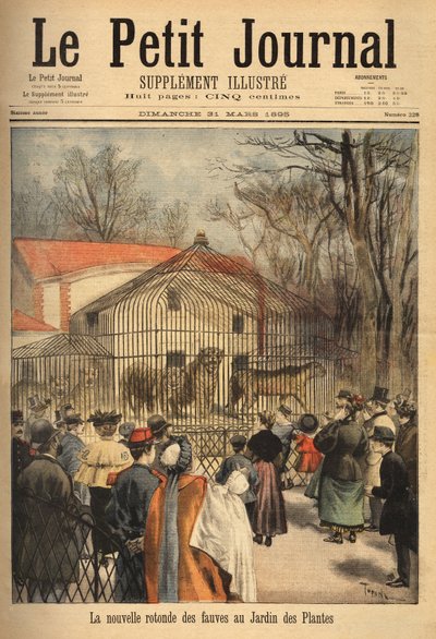 A nova rotunda das feras no jardim das plantas em Paris. Gravura no "Le petit journal" 31/03/1895. A colecção da Selva. de Unknown artist