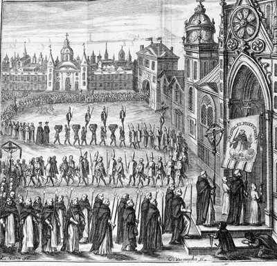 A procissão da Inquisição vai para o Tribunal. Espanha. Século XVII de Unknown artist