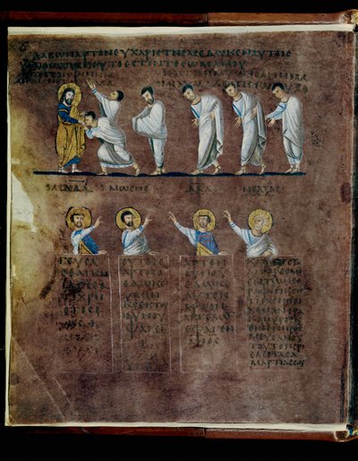 O Codex Rossanensis púrpura, século VI (manuscrito) de Unknown artist