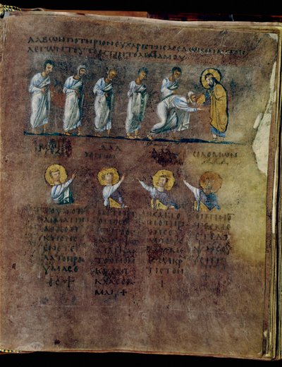 O Codex Rossanensis púrpura, século VI (manuscrito) de Unknown artist