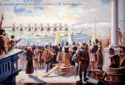 A segunda partida de Cristóvão Colombo de Cadice em 25/09/1493. de Unknown artist