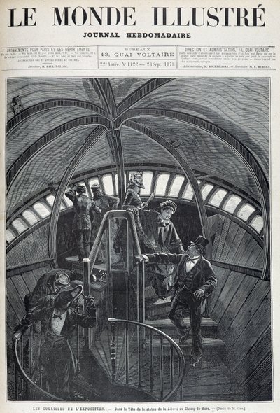 A visita do interior da cabeça da Estátua da Liberdade na Exposição Universal - em "O Mundo Ilustrado" de 28/09/1878 de Unknown artist