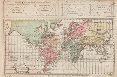 O mundo segundo a projeção de Mercator ou de Edw Wright, c.1730 (gravura) de Unknown artist