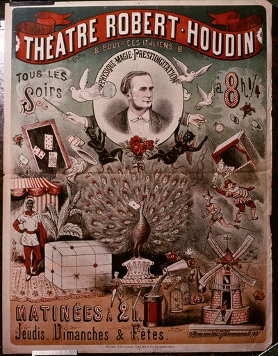 Cartaz do teatro Robert Houdin, c.1860-75 (cartaz) de Unknown artist