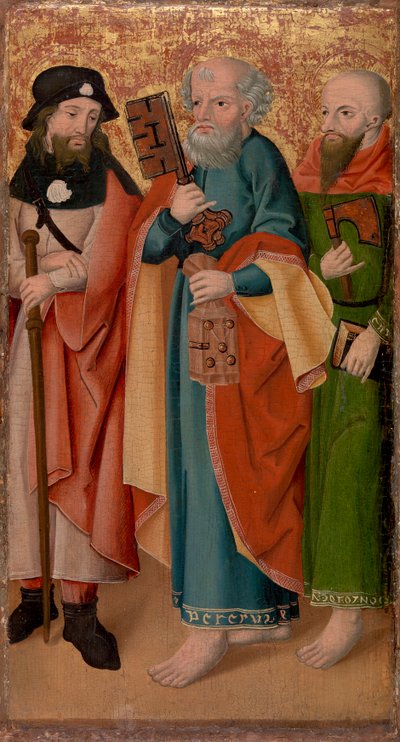 Três Apóstolos com Bastão, Chave e Machado de Unknown artist