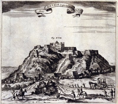 No Tibete. Vista do Pothala, palácio ou do Dalai Lama em Lhasa. "De China Monumenta" de Athanasius Kircher (1601 - 1680), jesuíta, orientalista e erudito alemão, Amsterdam 1667. de Unknown artist