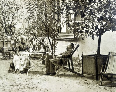 Toulouse Lautrec com sua mãe, no Château de Malromé de Unknown artist