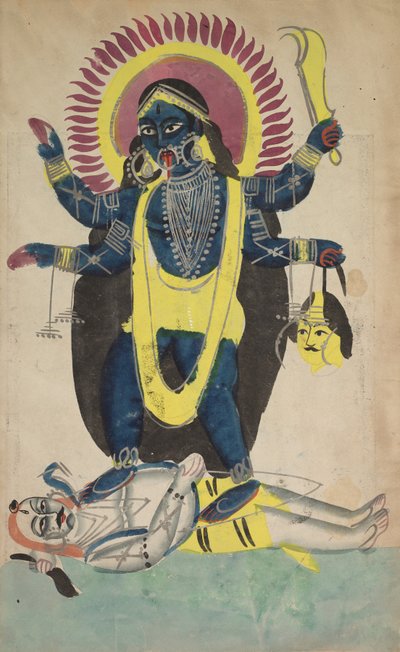 Dois aspectos de Kali: Kali dançando em Shiva de Unknown artist