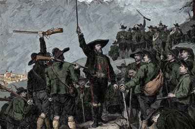 O patriota tirolês Andreas Hofer (1767-1810) - Rebelião do Tirol (Tyrolean) em 1809: O patriota tirolês Andreas Hofer de Unknown artist
