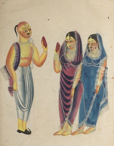 Devoto Vaishnava com duas mulheres de Unknown artist