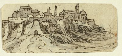 Vista de Hill Town com Catedral de Unknown artist