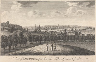 Vista de Londres e da Igreja de One Tree Hill no Greenwich Park de Unknown artist