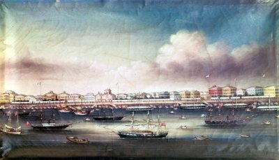 Vista do porto de Xangai, por volta de 1850. de Unknown artist