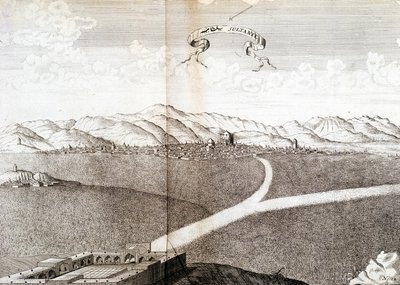 Vista do Sultanie - no "Journal of the voyage of the Knight Chardin, Persia and East Indies, by the Black Sea and the Colchide" (Diário da Viagem do Cavaleiro Chardin, Pérsia e Índias Orientais, junto ao Mar Negro e ao Colchide) de Unknown artist