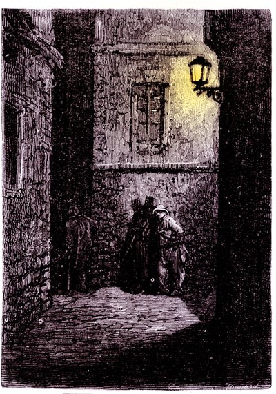 Vista de uma viela escura no bairro de Whitechapel, em Londres. Gravura do século XVIII de Unknown artist