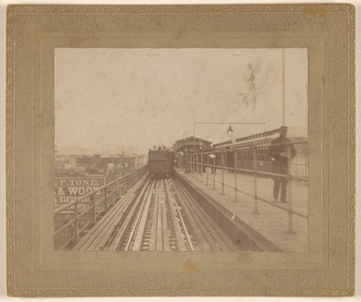 [Vista de um comboio a sair da estação]. de Unknown artist