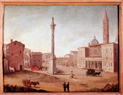 Vista da Basílica de Santa Maria Maggiore (Santa Maria Maggiore) em Roma Aguarela Anónima. Século XVIII Roma, museo di Roma de Unknown artist