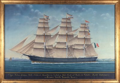 Vista do grampeador italiano Cosmos. Pintura do século XIX de Unknown artist