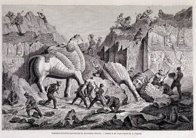 Vista das escavações de Khorsabad (Khunsabad) (Nineveh) - em "Volta ao mundo" 2ª semana 1861. de Unknown artist