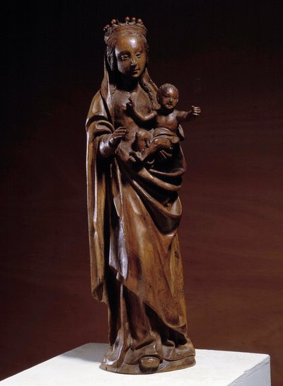 Escultura de madeira virgem e infantil do século XIV. Feita no norte da França. Musee Vivenel, Compiegne de Unknown artist