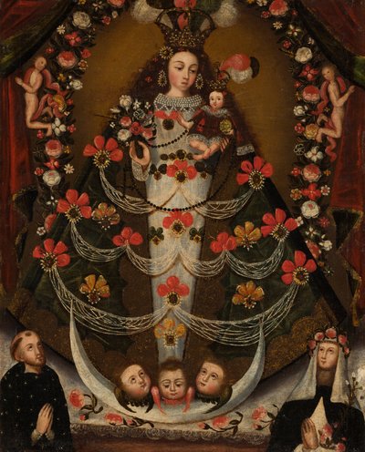 Virgem de Pomata com São Nicolau Tolentino e Santa Rosa de Lima de Unknown artist