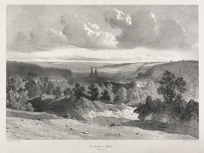 Viagens pitorescas e românticas na França antiga. Bretanha: Vista geral de Quimper de Unknown artist