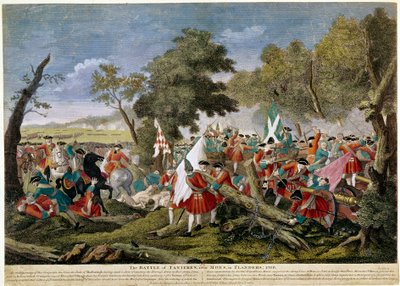 Guerra da Sucessão Espanhola (1701-1714): vista da Batalha de Malplaquet perto de Mons na fronteira franco-belga 11/09/1709 opondo as tropas francesas e espanholas a uma coligação inglesa, holandesa e austríaca - Impressões de 1709 - BN Paris de Unknown artist