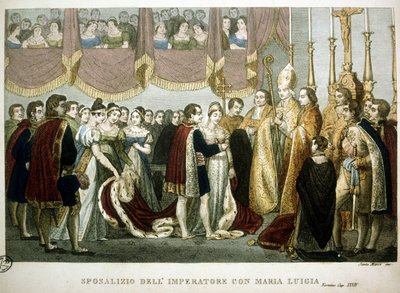 Cerimônia de casamento entre Napoleão I e Maria - Luísa dos Habsburgos na igreja dos Agostinhos em Viena, 2 de abril de Unknown artist