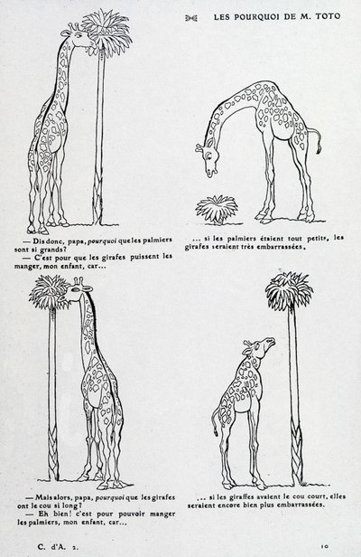 Porquê do Sr. Toto: Porque é que a palmeira é tão grande e porque é que a girafa tem um pescoço tão comprido. (desenho de comédia sobre a teoria de Darwin) de Unknown artist