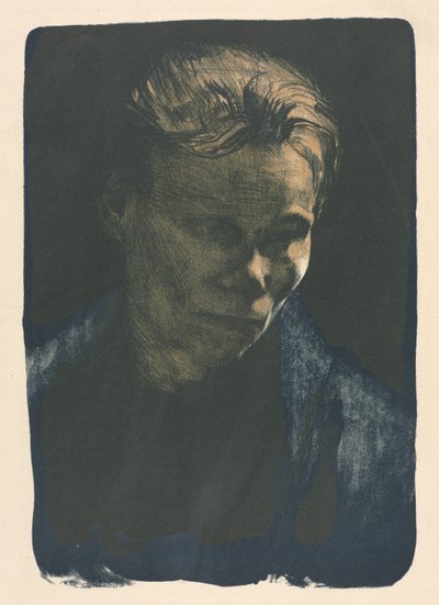 Mulher trabalhadora com xale azul de Unknown artist
