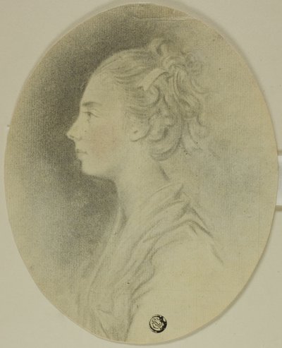 Jovem de perfil com fita no cabelo de Unknown artist