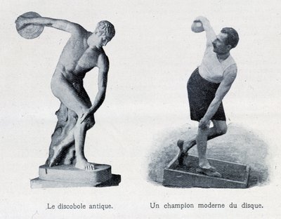 o antigo discóbolo e um campeão moderno do recorde. de Unknown artist