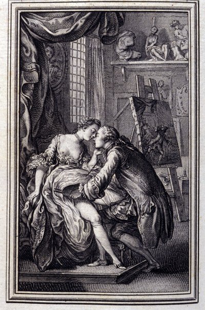 a mesa - em "Contos e contos em verso", de Jean La Fontaine. 1762. de Unknown artist