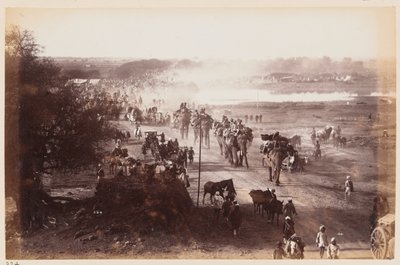 Coluna de bagagem durante o Campo de Exercício de Délhi, por volta de 1885 de Unknown