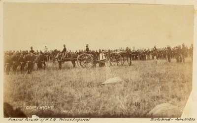 Desfile fúnebre do Príncipe Imperial HIH, Zulululand, 2 de Junho de 1879 (foto a p/b) de Unknown photographer