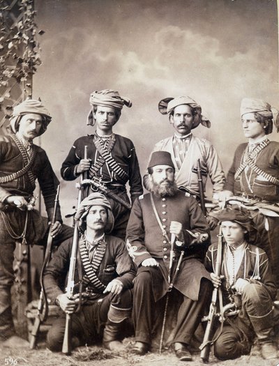 Guerreiros georgianos da cidade de Batum (ou Batumi) na Geórgia, capital da Adjária de Unknown photographer