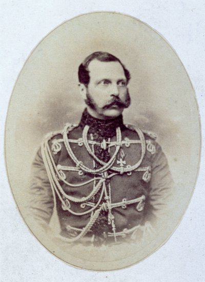Retrato a meio corpo do czar russo Alexandre II de Unknown photographer