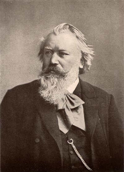 Johannes Brahms (1833-1897) compositor alemão, meio-tom (impressão) de Unknown photographer