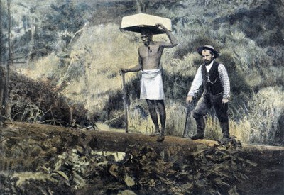 Kentzer: caçador de ouro e seu portador - fotografia, final do século XIX de Unknown photographer