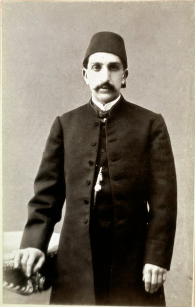 Império Otomano: Retrato do Sultão Abdulhamid II (Abd ul Hamid, Abd-ul-Hamid, Abdulhemit, Abdul Hamid, Abd al-Hamid, Abd al-Hamid, Abd al-Hamid) (1842-1918)" Fotografia. Ankara, Sociedade Histórica Turca, Turquia de Unknown photographer