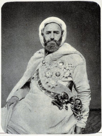 Retrato de Abd-el-Kader (Abd El-Kader) em 1875 - fotografia. de Unknown photographer