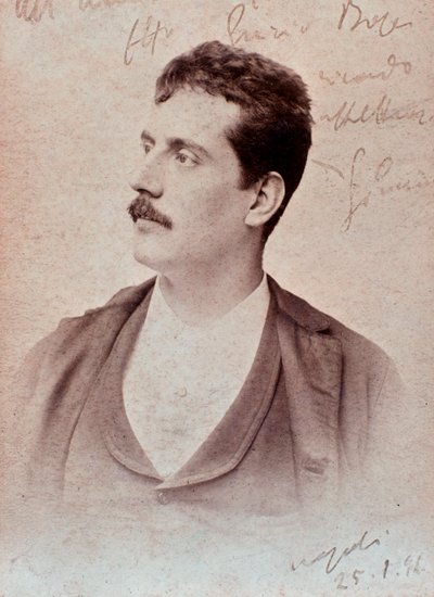 Retrato de Giacomo Puccini (foto a p/b) de Unknown photographer
