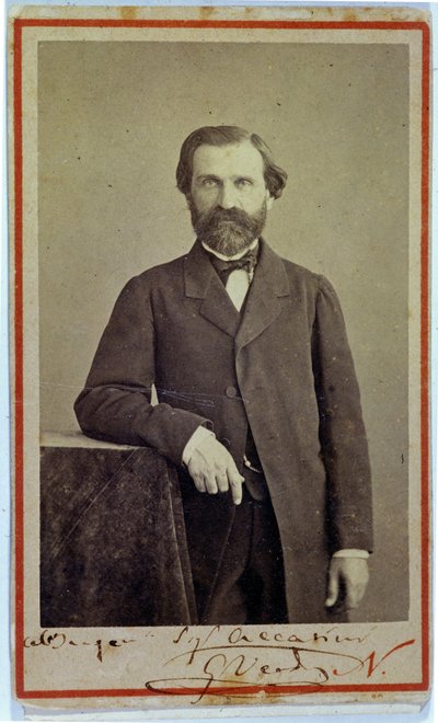 Retrato do compositor Giuseppe Verdi (1813 - 1901). 1840s. Fotografia com autógrafo. de Unknown photographer