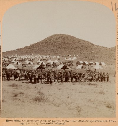 Royal Horse Artillery, Slingersfontein, Boer War, c.1899 (fotografia, estereoscópica) de Unknown photographer