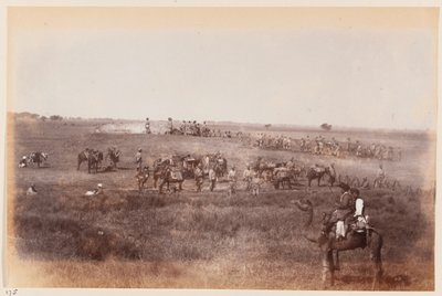 Sapadores e mineiros fazendo trincheiras de abrigo durante o Campo de Exercício de Delhi, 1885 por volta de de Unknown