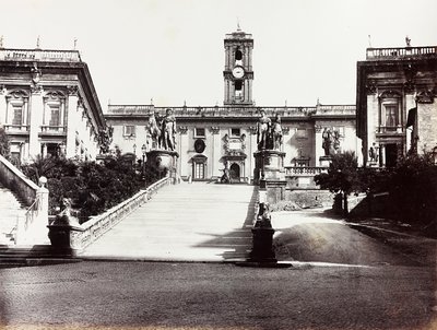 Vista do Campidoglio com o Palazzo Senatorio, Roma de Unknown photographer