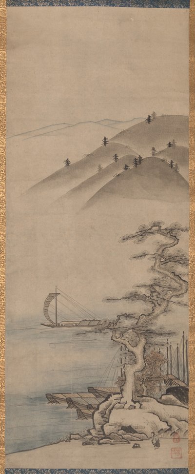 Paisagens (um de um par) de Unkoku Toyo