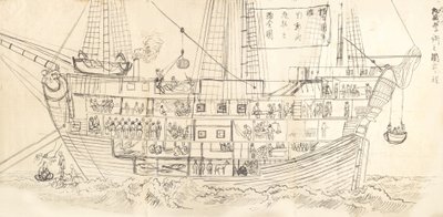 Interior de um navio de guerra alemão, século XIX. de Unsen